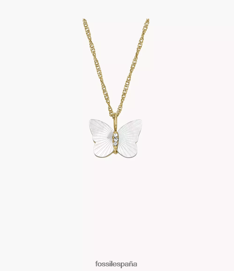 joyas 804XJ4897 nácar blanco mujer Fossil collar de cadena de mariposa con alas radiantes