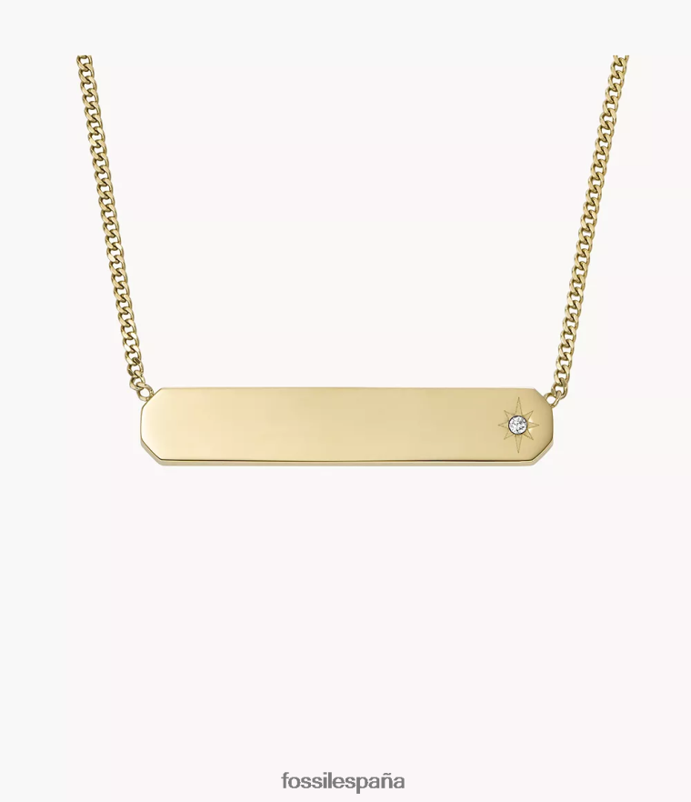 joyas 804XJ4909 tono dorado mujer Fossil collar de cadena con barra de acero inoxidable de Drew