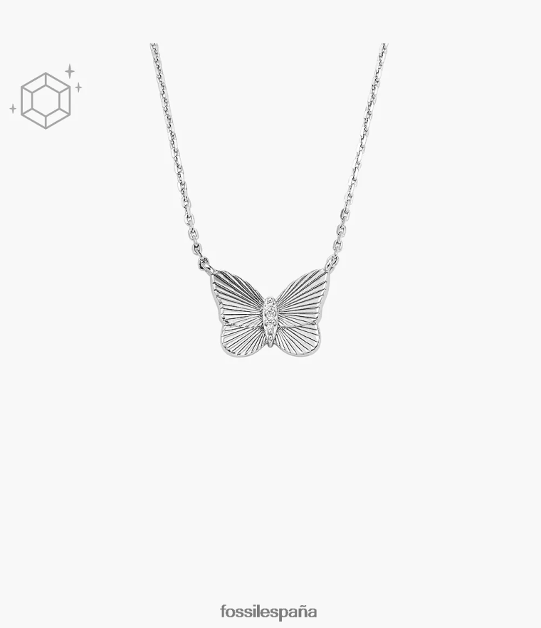 joyas 804XJ4928 plata mujer Fossil collar de cadena de mariposas de primera ley