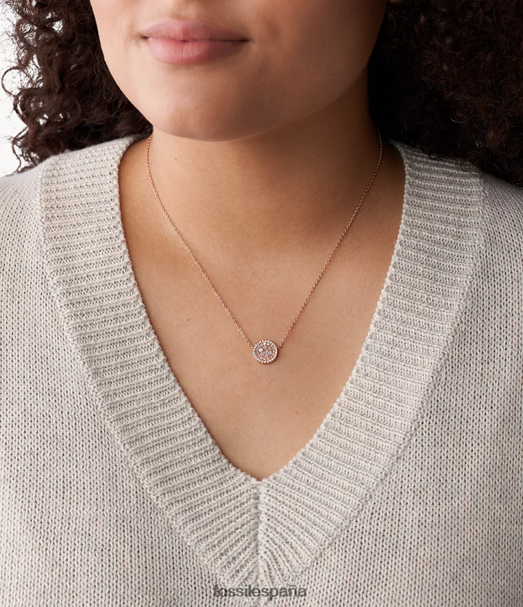 joyas 804XJ4930 rosa/oro rosa mujer Fossil collar de acero inoxidable con mosaico val