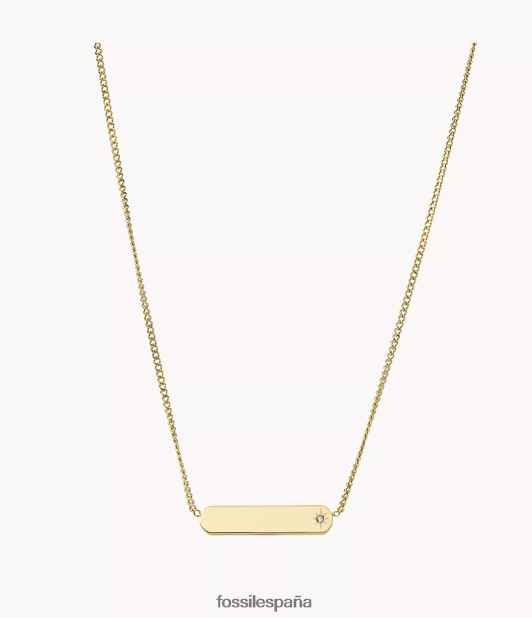 joyas 804XJ4931 tono dorado mujer Fossil collar de cadena con barra de acero inoxidable Lane