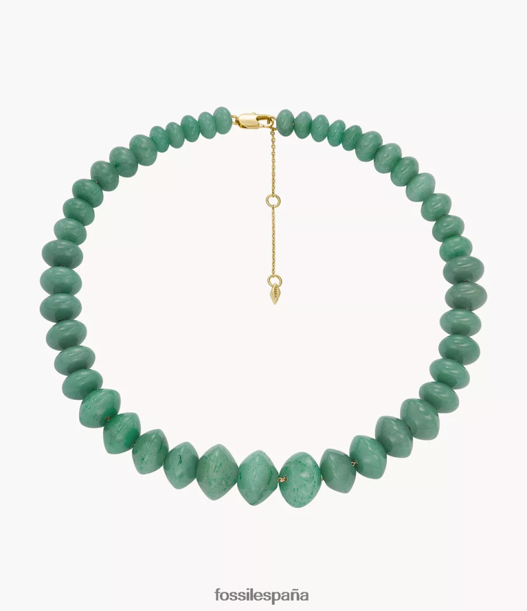 joyas 804XJ4934 verde mujer Fossil collar de cuentas de aventurina todos apilados