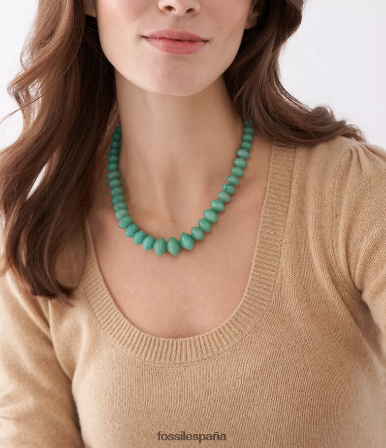 joyas 804XJ4934 verde mujer Fossil collar de cuentas de aventurina todos apilados