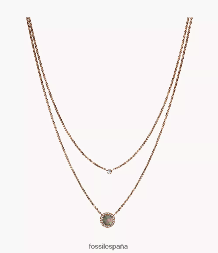 joyas 804XJ4936 nácar gris mujer Fossil collar con colgante de doble disco Val