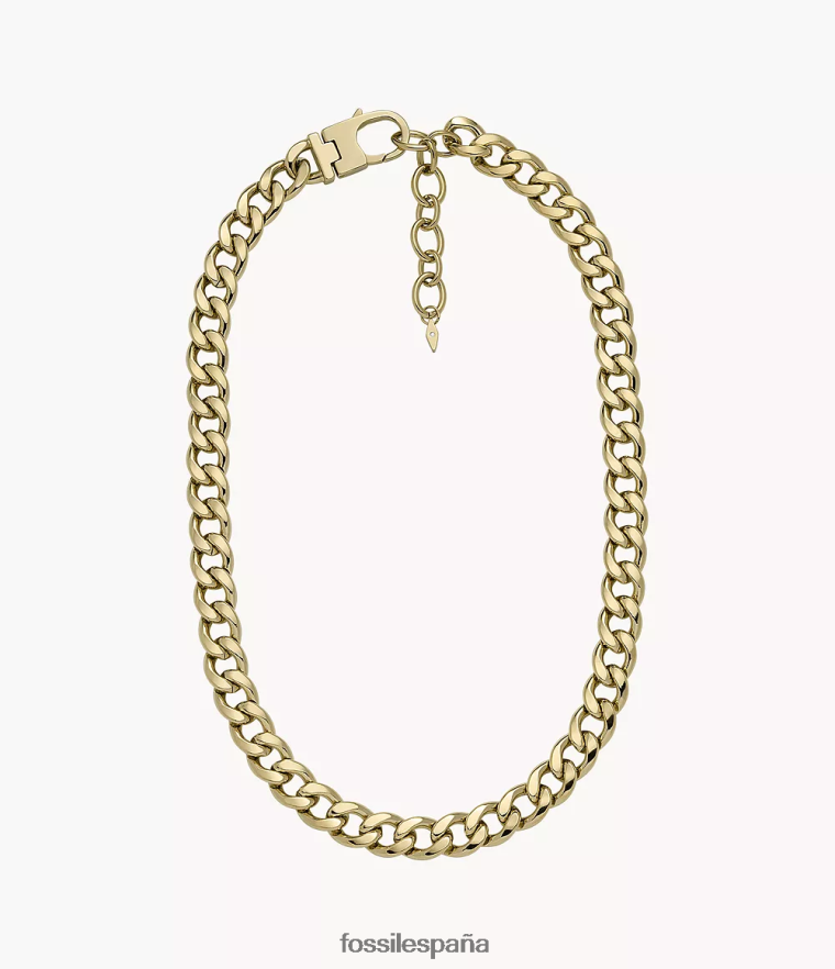 joyas 804XJ4937 tono dorado mujer Fossil collar de cadena de acero inoxidable todo apilado