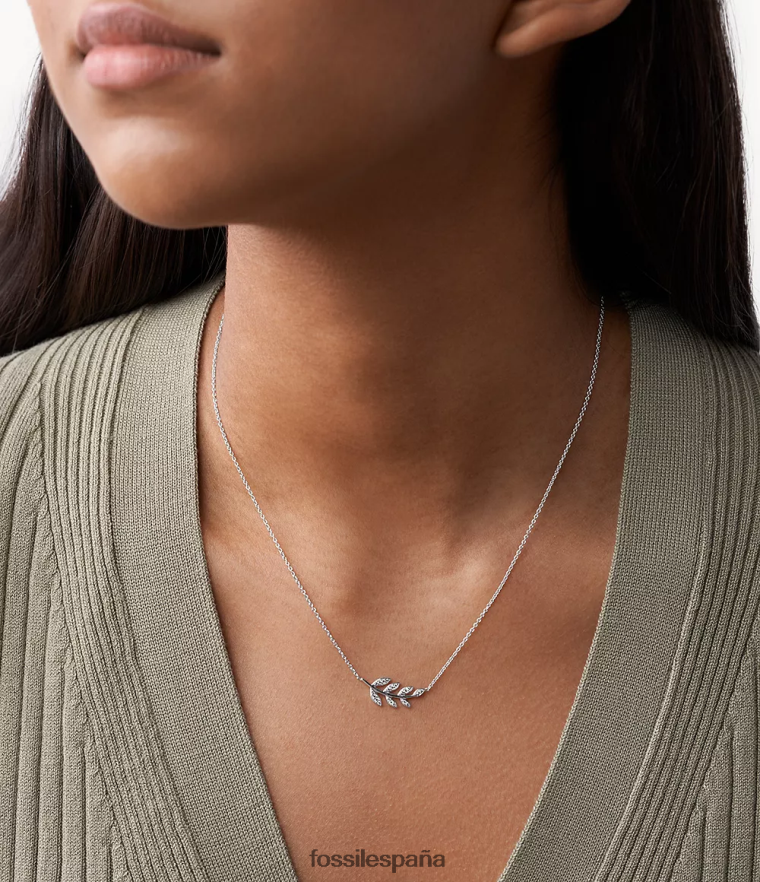 joyas 804XJ4938 plata mujer Fossil collar con colgante de rama de olivo de elliott