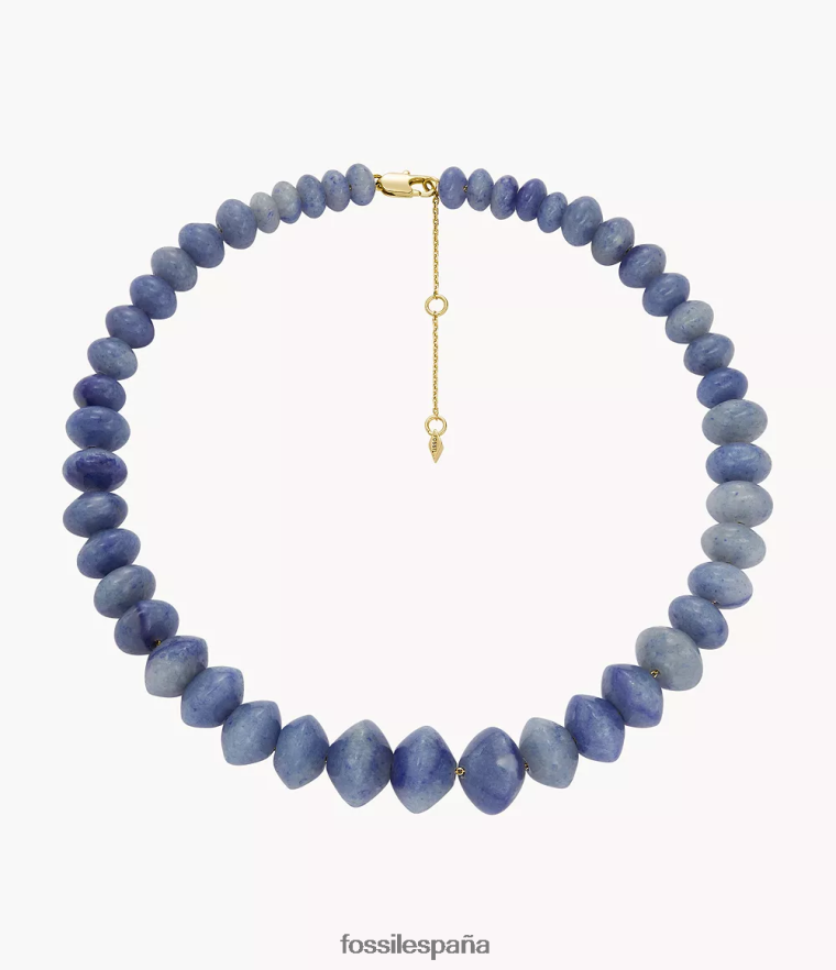 joyas 804XJ4952 azul mujer Fossil collar de cuentas de aventurina todos apilados