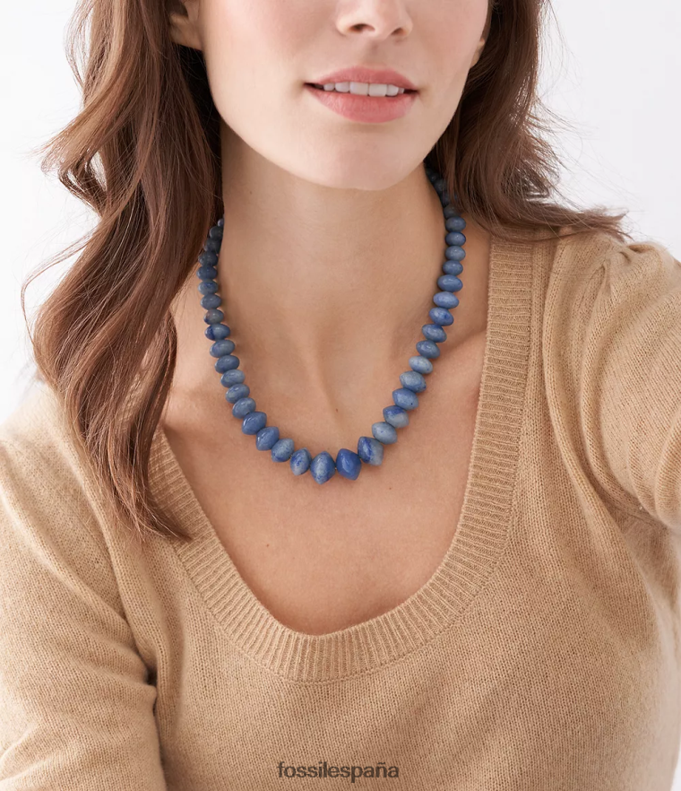 joyas 804XJ4952 azul mujer Fossil collar de cuentas de aventurina todos apilados