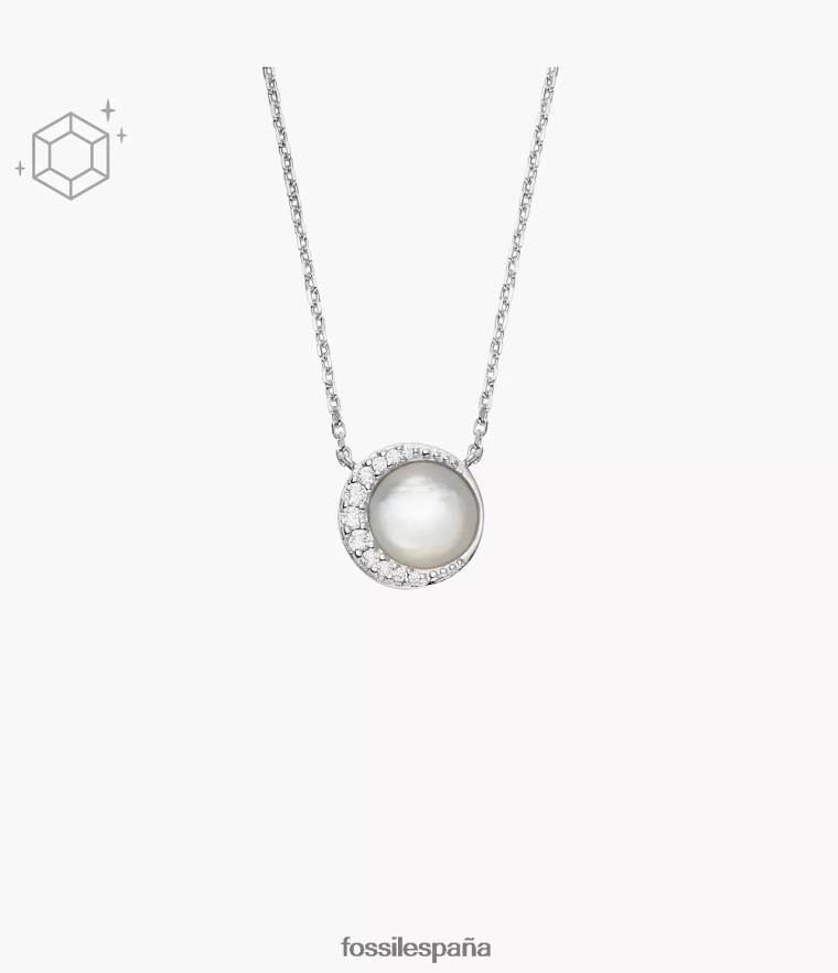 joyas 804XJ4954 nácar blanco mujer Fossil collar con colgante de media luna de ley