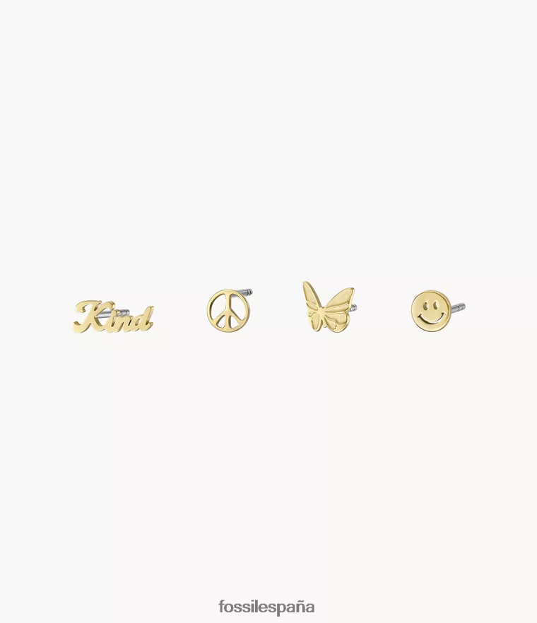 joyas 804XJ41047 tono dorado mujer Fossil juego de aretes de acero inoxidable la la land