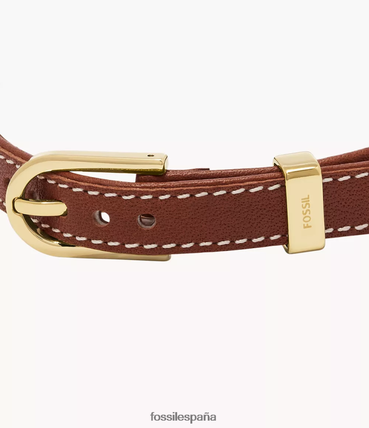 joyas 804XJ41002 café y blanco mujer Fossil pulsera con correa de cuero y eslabones D Heritage