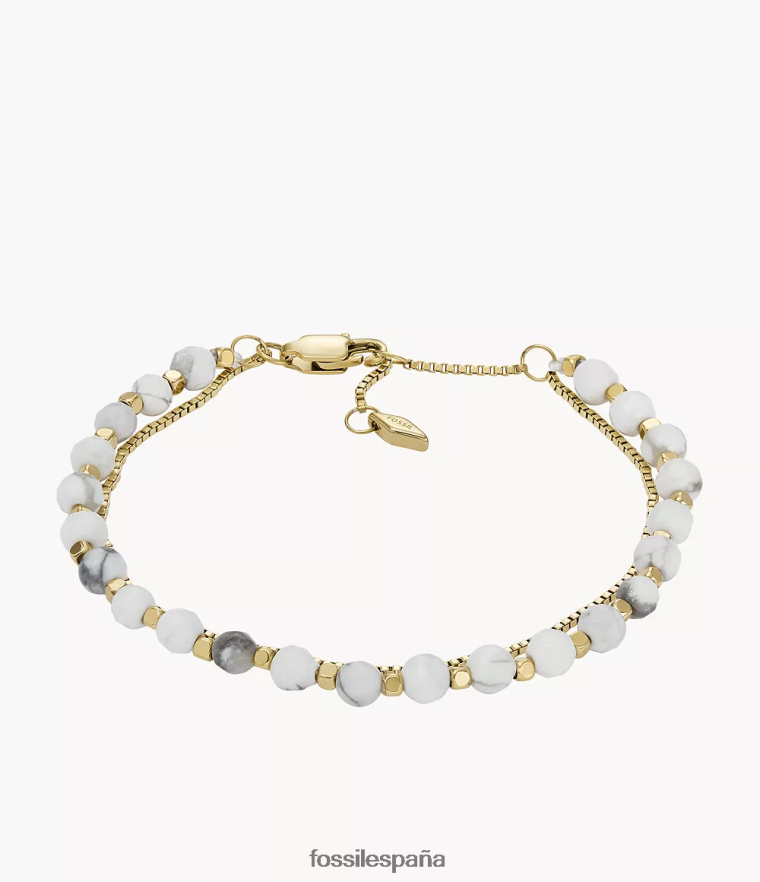 joyas 804XJ41004 howlita mujer Fossil pulsera con cuentas y cadena apilada