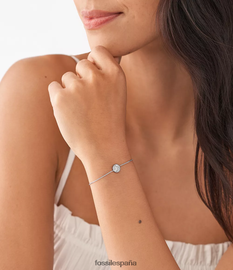 joyas 804XJ41028 plata mujer Fossil pulsera de cadena circular con textura de ley