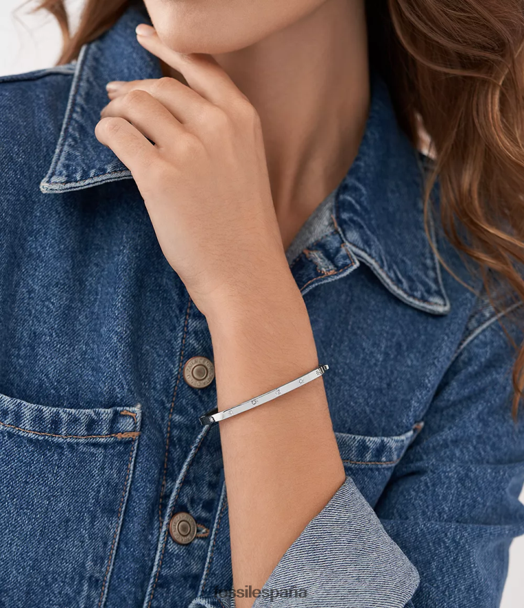 joyas 804XJ41030 tono plateado mujer Fossil Brazalete de acero inoxidable brillante Sadie Shine