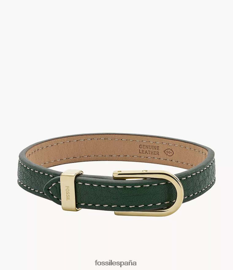 joyas 804XJ41251 verde mujer Fossil pulsera con correa de cuero y eslabones D Heritage
