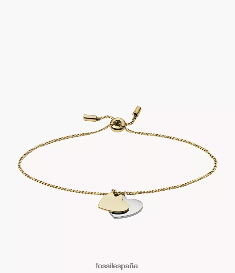 joyas 804XJ41270 Dos tonos mujer Fossil pulsera de cadena con forma de corazón de acero inoxidable
