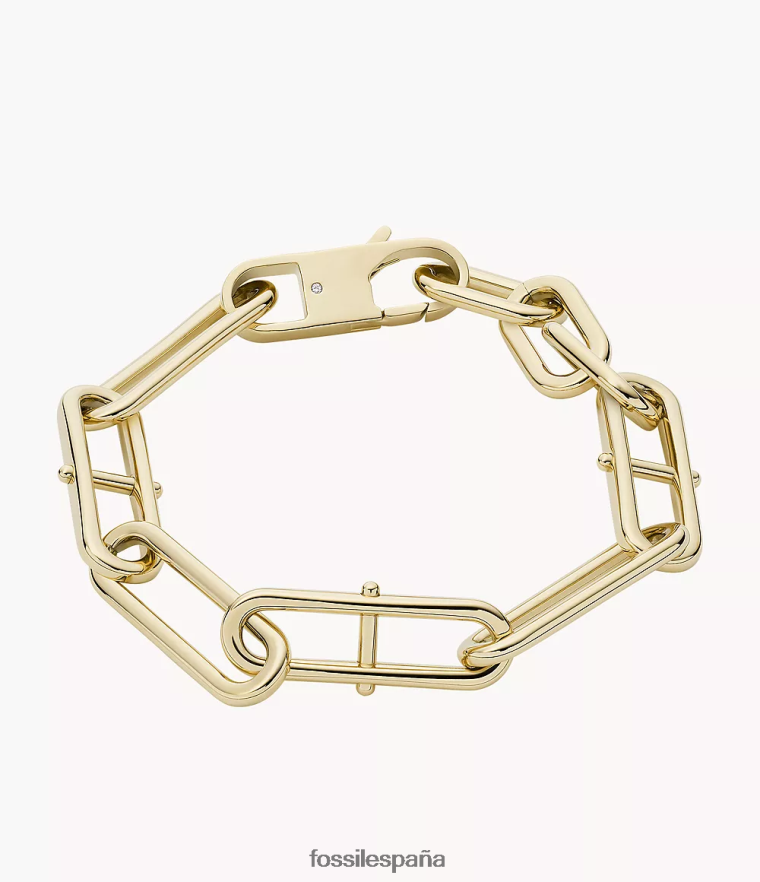 joyas 804XJ4963 tono dorado mujer Fossil pulsera de cadena de acero inoxidable con eslabones en D Heritage