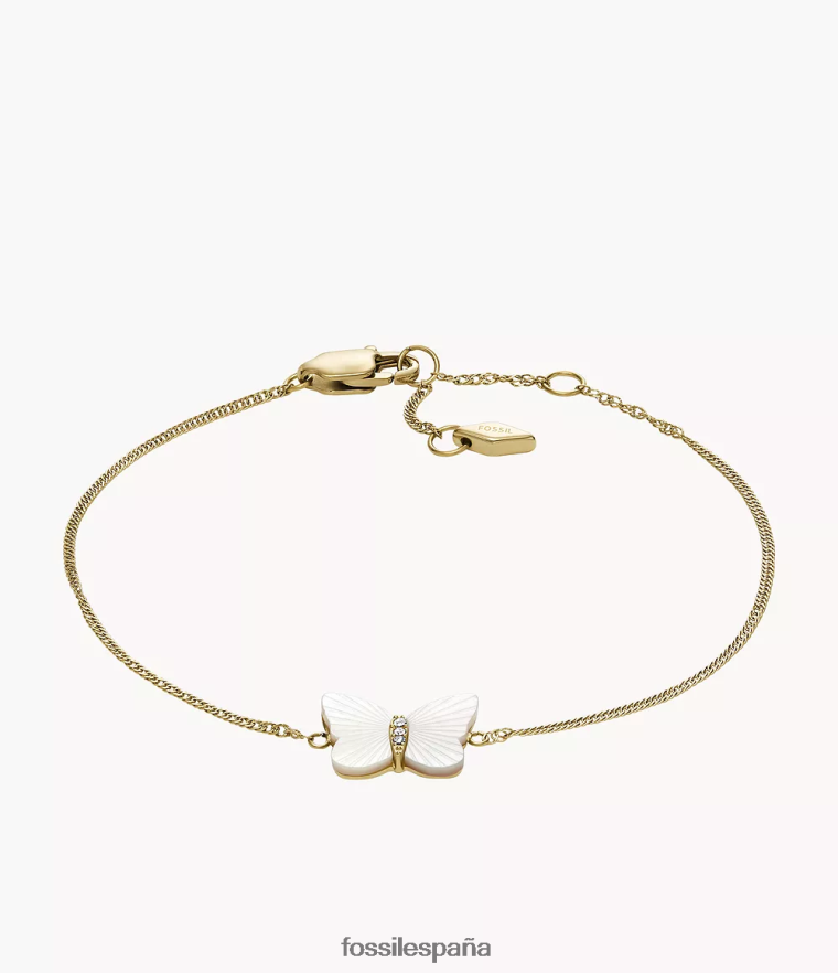 joyas 804XJ4973 nácar blanco mujer Fossil pulsera de cadena de mariposa con alas radiantes