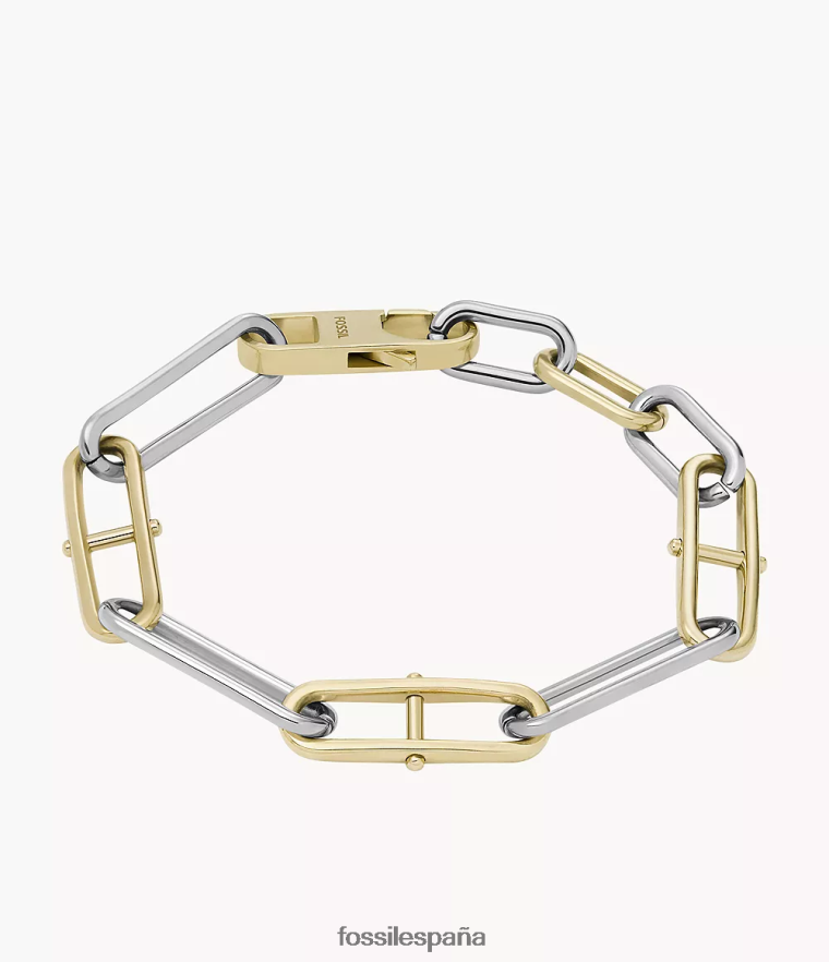 joyas 804XJ4975 Dos tonos mujer Fossil pulsera de cadena de acero inoxidable con eslabones en D Heritage