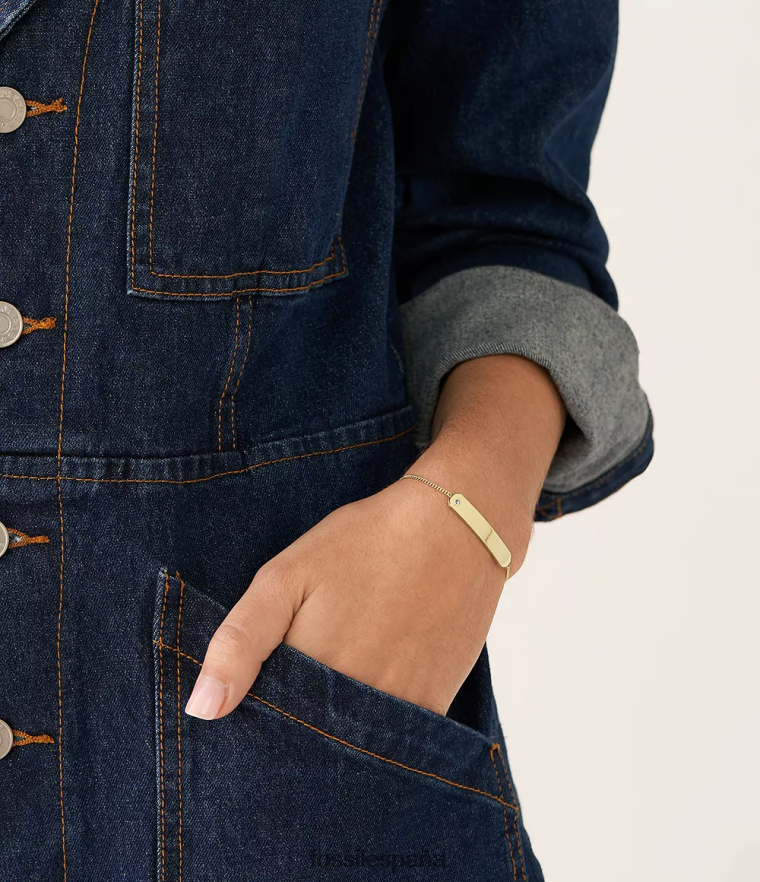 joyas 804XJ4976 tono dorado mujer Fossil pulsera de cadena con barra de acero inoxidable