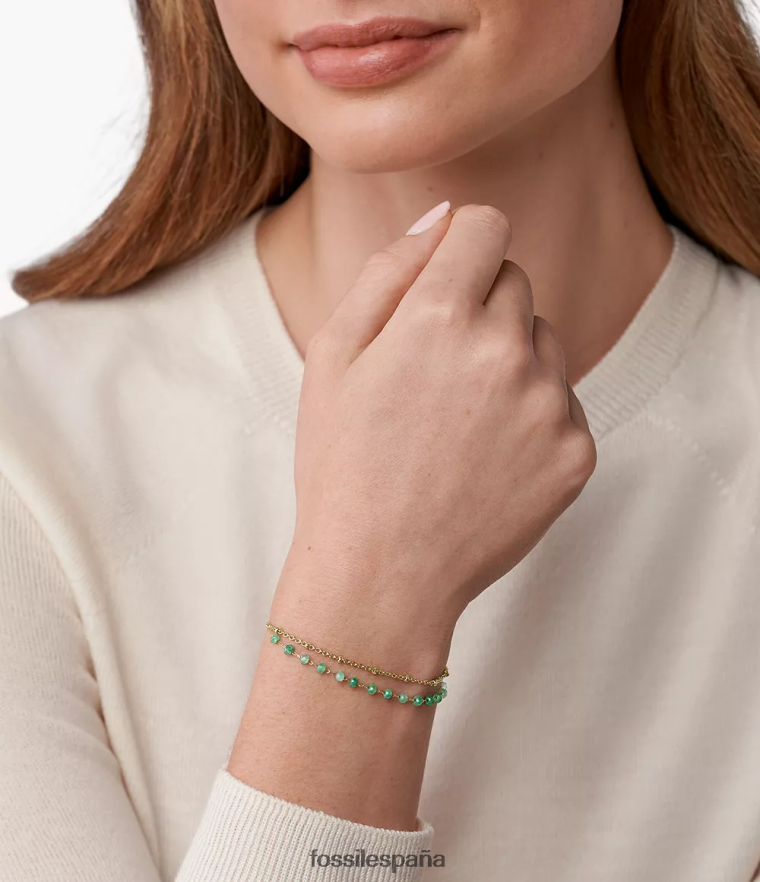 joyas 804XJ4977 verde mujer Fossil pulsera con cuentas de jade de los prados modernos de georgia