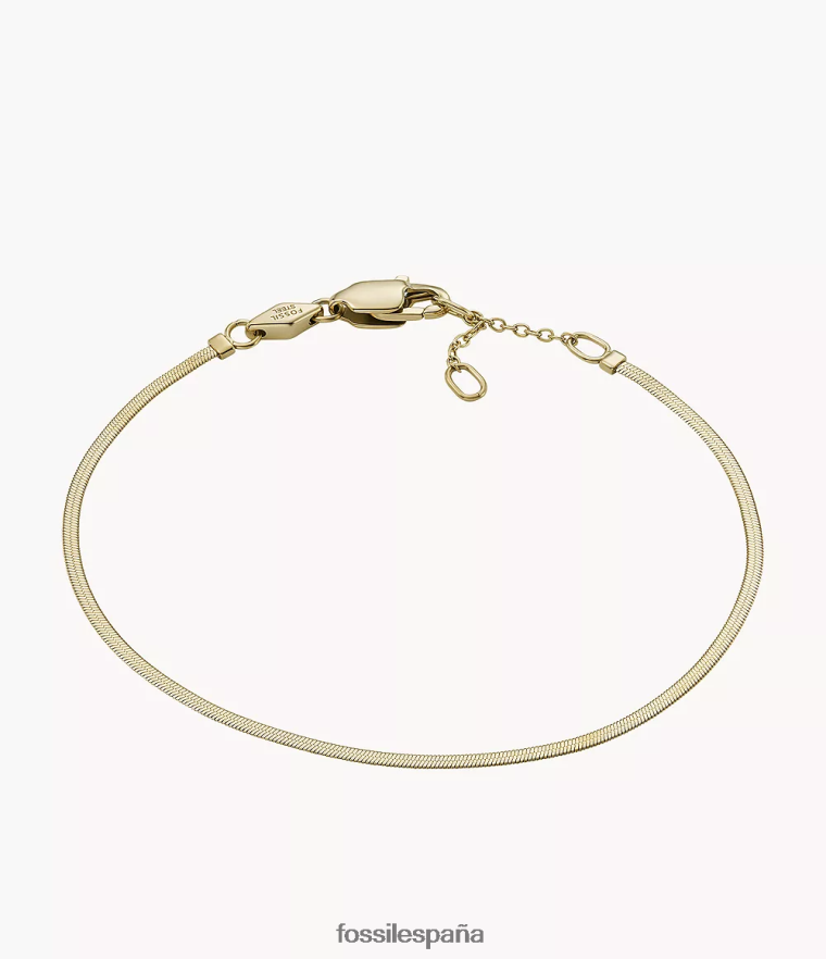 joyas 804XJ4978 tono dorado mujer Fossil pulsera de cadena de acero inoxidable totalmente apilada