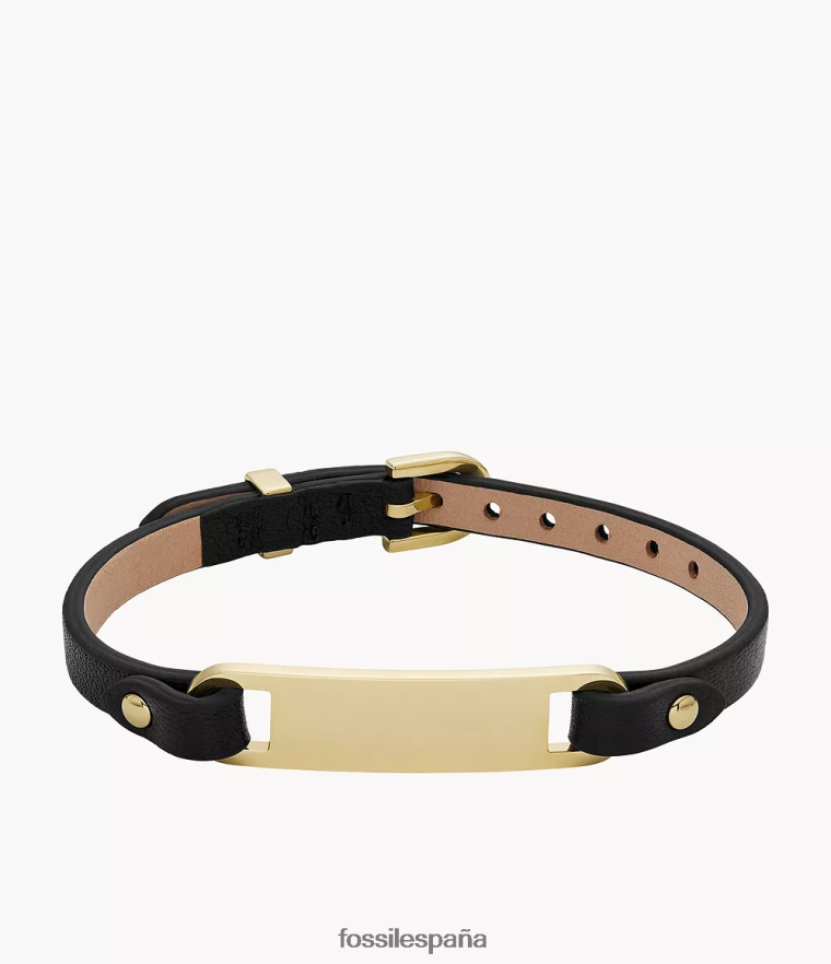 joyas 804XJ4980 negro mujer Fossil pulsera con correa de cuero y placa Heritage