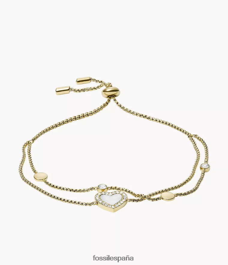 joyas 804XJ4986 tono dorado mujer Fossil pulsera de acero inoxidable val heart duo