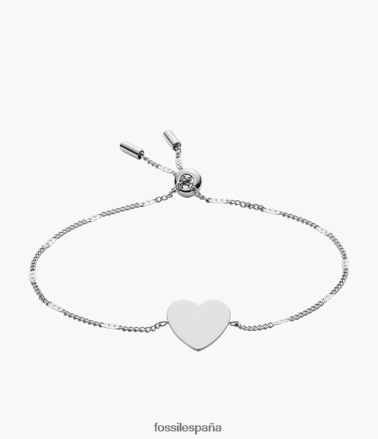 joyas 804XJ4987 tono plateado mujer Fossil pulsera de acero inoxidable con corazón de carril