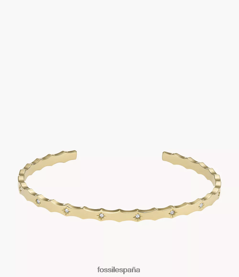 joyas 804XJ4989 tono dorado mujer Fossil brazalete sadie de acero inoxidable con borde festoneado