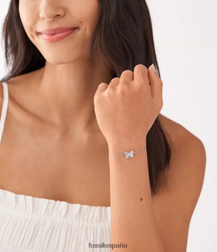 joyas 804XJ4992 plata mujer Fossil pulsera de cadena de mariposas de primera ley