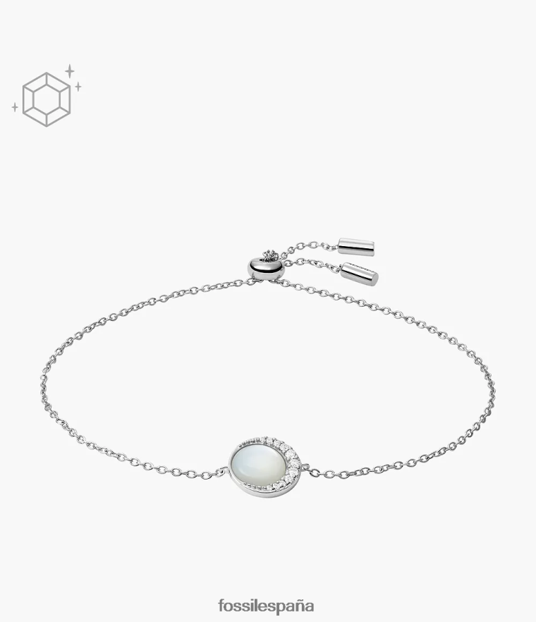 joyas 804XJ4993 nácar blanco mujer Fossil pulsera de cadena de media luna de ley