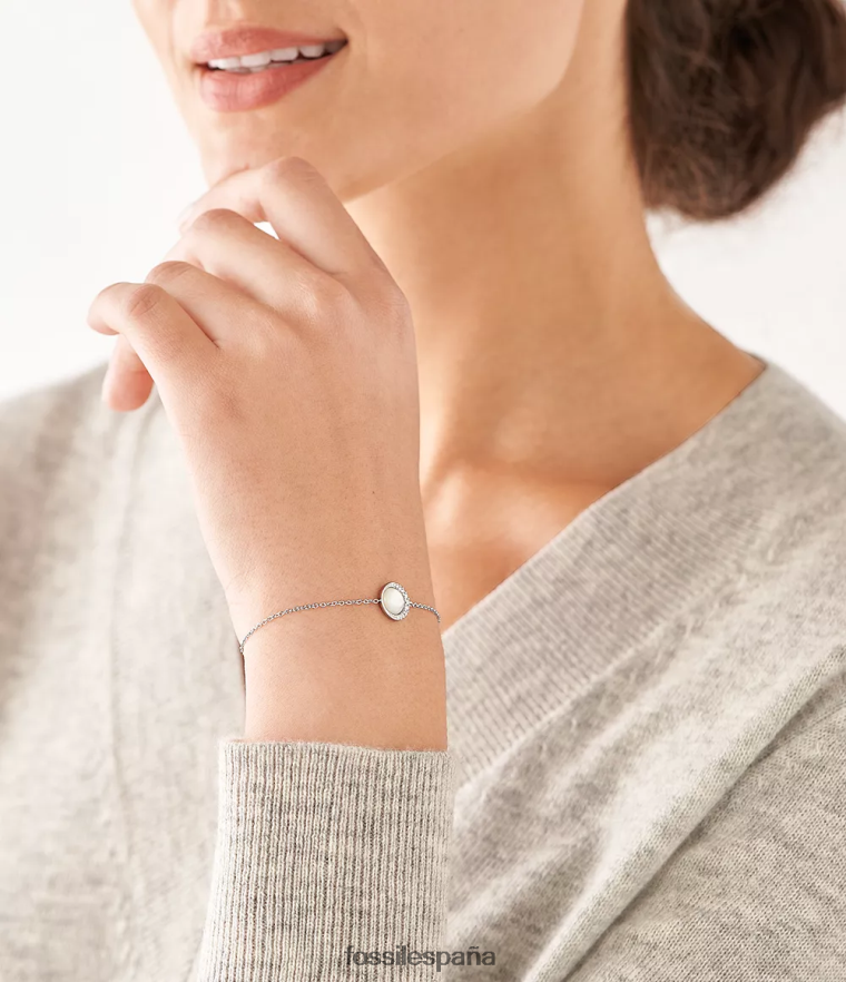 joyas 804XJ4993 nácar blanco mujer Fossil pulsera de cadena de media luna de ley
