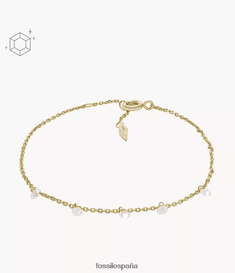 joyas 804XJ4996 oro mujer Fossil Pulsera colgante de acero inoxidable y latón chapado en 14k brillante Sadie Shine