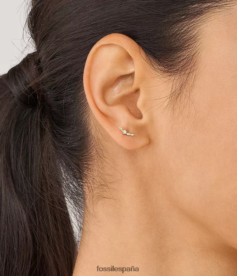 joyas 804XJ41037 tono dorado mujer Fossil todos los pendientes escaladores de acero inoxidable apilados