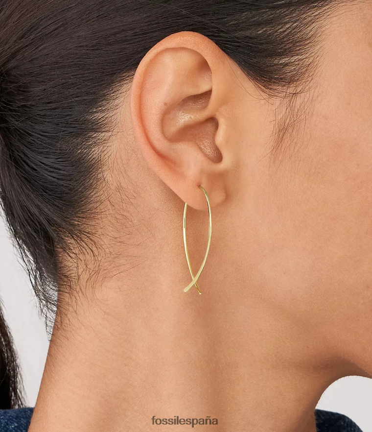 joyas 804XJ41039 tono dorado mujer Fossil todos los aretes de aro susurrantes de latón apilados