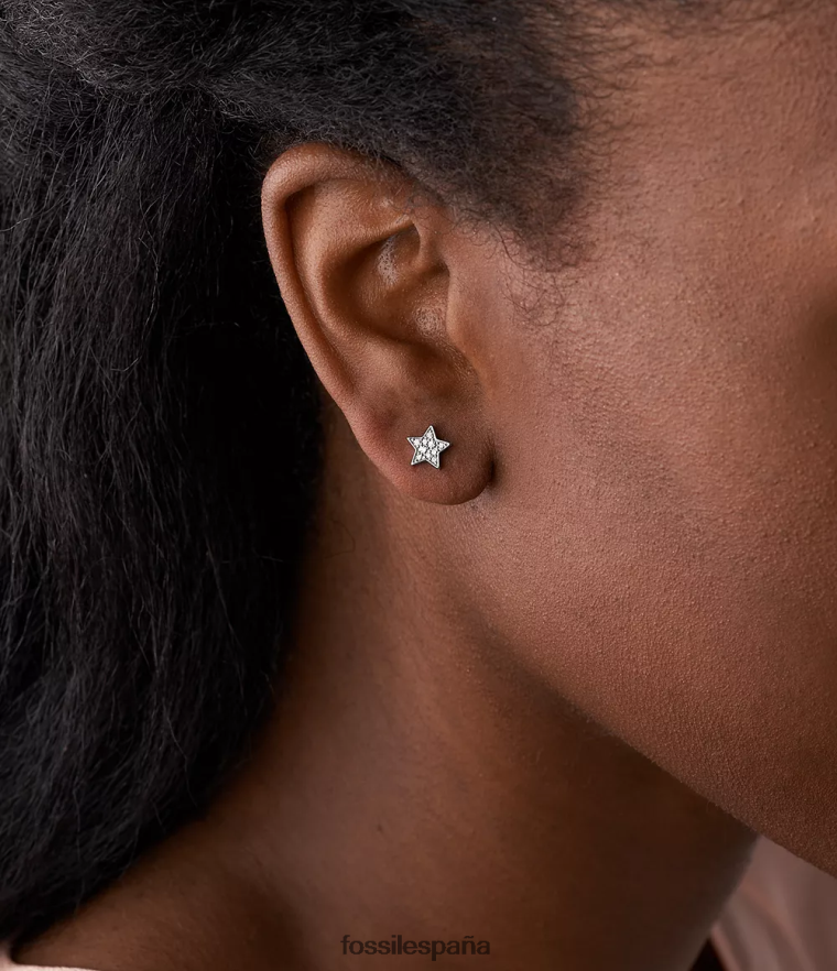 joyas 804XJ41040 plata mujer Fossil aretes de estrella con brillo de ley elliott