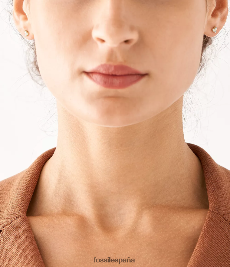 joyas 804XJ41045 tono dorado mujer Fossil aretes sadie trio glitz de acero inoxidable