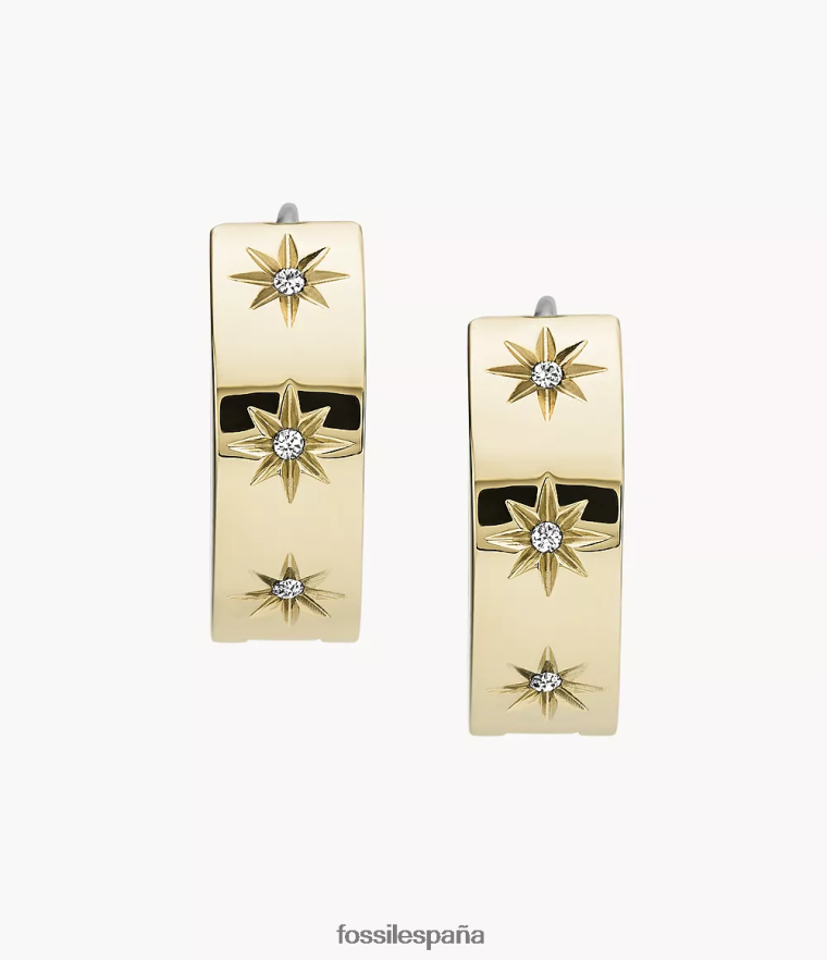 joyas 804XJ41051 tono dorado mujer Fossil pendiente de aro brillante de acero inoxidable Sutton