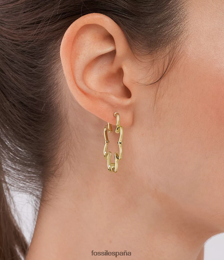 joyas 804XJ41053 dorado mujer Fossil pendientes de aro de acero inoxidable con forma de sol