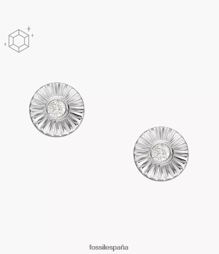 joyas 804XJ41055 plata mujer Fossil aretes circulares con textura de primera ley