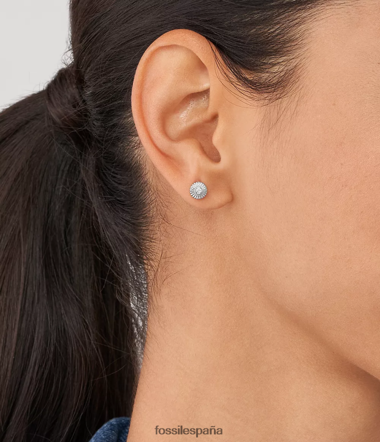 joyas 804XJ41055 plata mujer Fossil aretes circulares con textura de primera ley