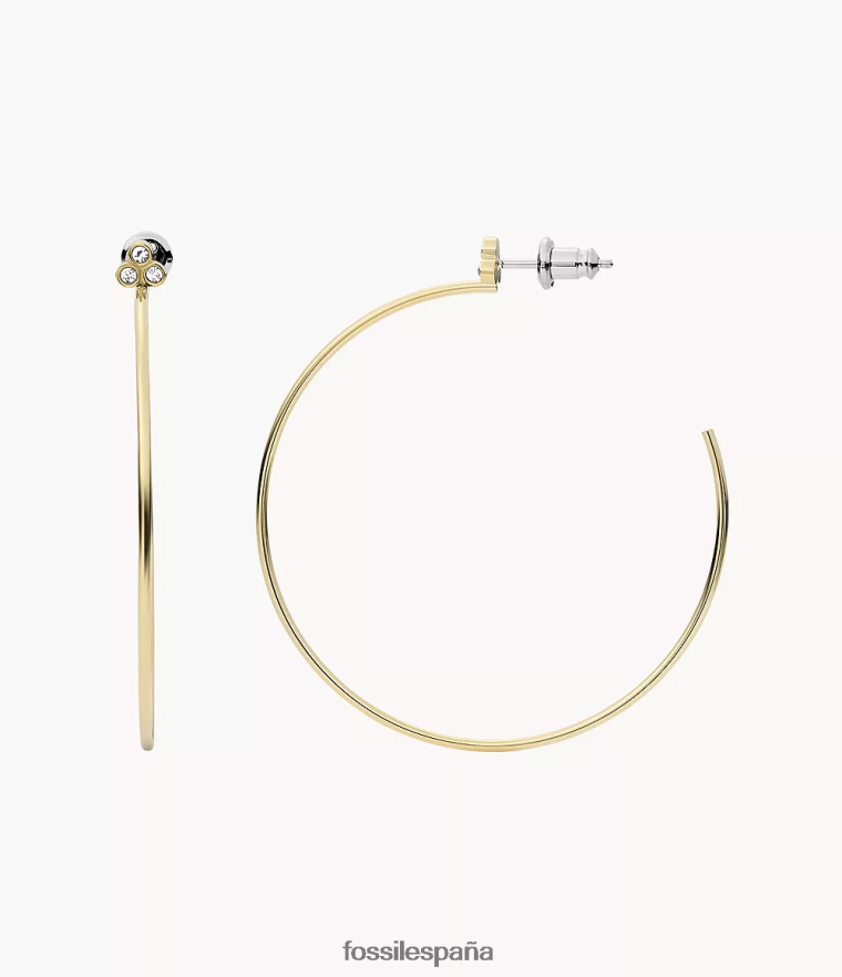 joyas 804XJ41058 tono dorado mujer Fossil pendientes de aro de acero inoxidable con brillos trío sadie
