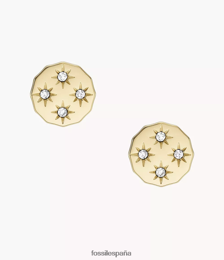 joyas 804XJ41061 tono dorado mujer Fossil aretes de acero inoxidable con borde festoneado Sadie