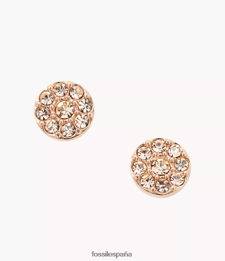 joyas 804XJ41063 tono rosa mujer Fossil pendiente de botón de acero inoxidable con disco de Sutton