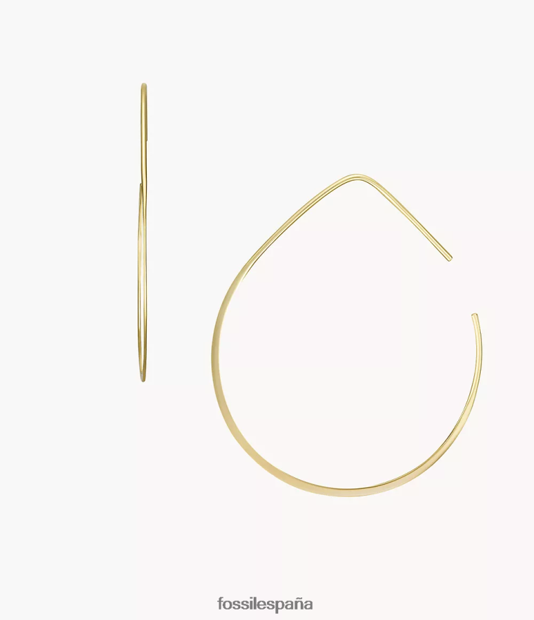 joyas 804XJ41066 tono dorado mujer Fossil todos los aretes de aro susurrantes de latón apilados