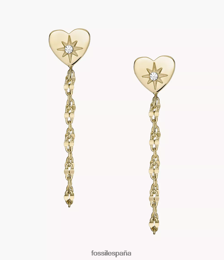 joyas 804XJ41068 tono dorado mujer Fossil todos los aretes apilados de acero inoxidable de adelante hacia atrás