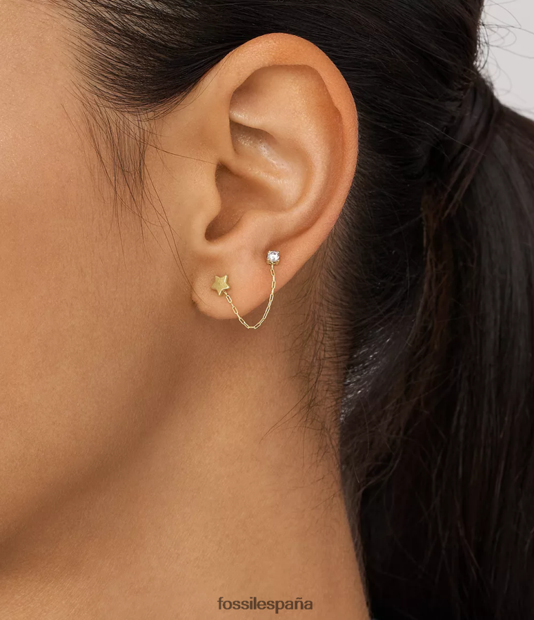 joyas 804XJ41071 tono dorado mujer Fossil Pendiente escalador individual de acero inoxidable todo apilado