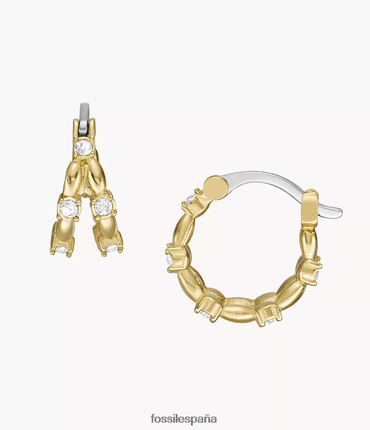 joyas 804XJ41072 tono dorado mujer Fossil todos los aretes de aro de acero inoxidable apilados