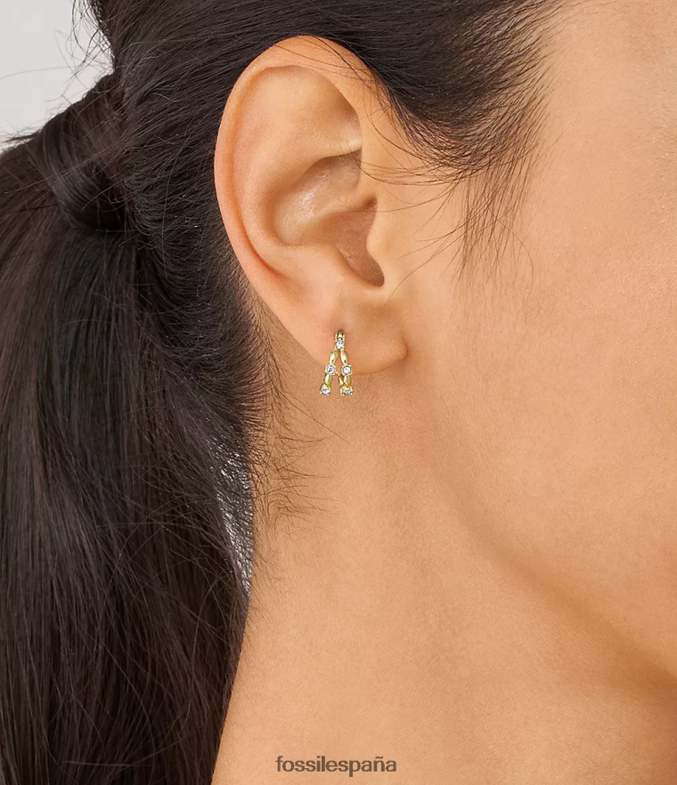 joyas 804XJ41072 tono dorado mujer Fossil todos los aretes de aro de acero inoxidable apilados